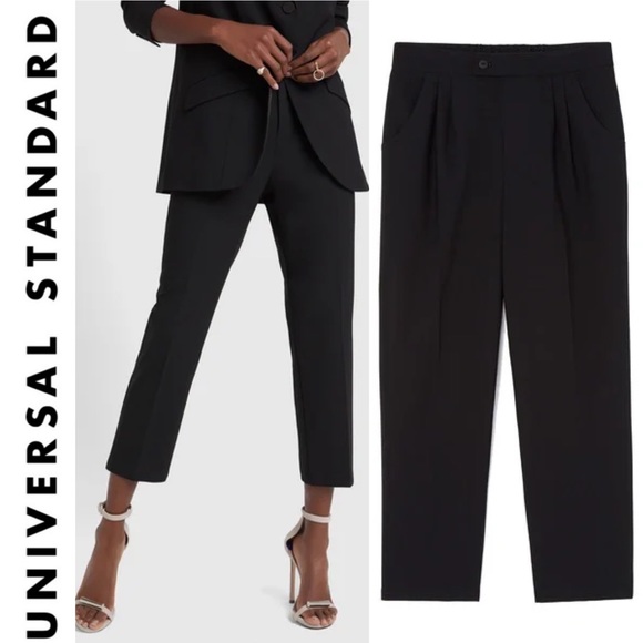 Universal Standard Wool Cropped Trousers High Waisted Pleated Front Pants 4XS 0 - Picture 1 of 16